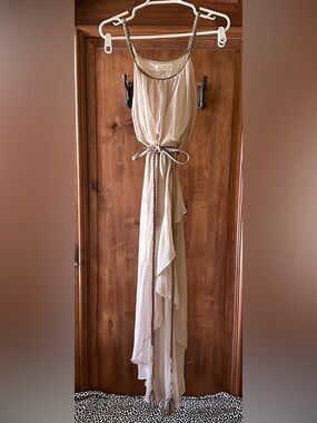 Sheer Tie-Back Curtain Panel in Light Taupe